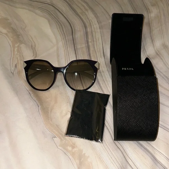 Prada Dark Purple Sunglasses for Women SPR11T - Picture 2 of 15